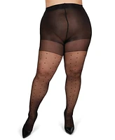 MeMoi Women's Pindot Sheer Curvy Control Top Tights Mm-2301