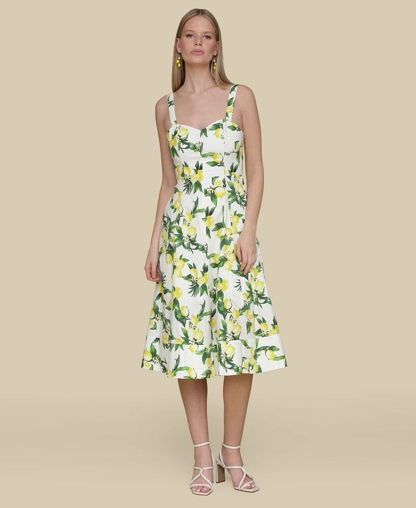 Avec Les Filles Women's Printed A-Line Midi Dress