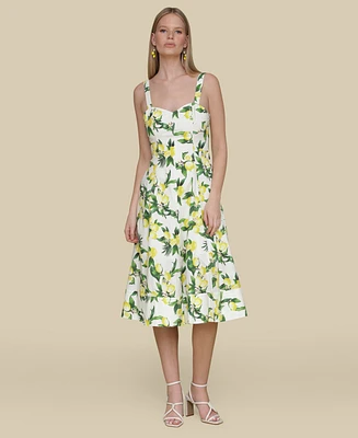Avec Les Filles Women's Printed A-Line Midi Dress