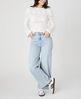 French Connection Women's Cropped Crotchet-Bobble Long Sleeve Sweater