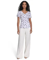 Calvin Klein Women's Flutter-Sleeve V-Neck Blouse