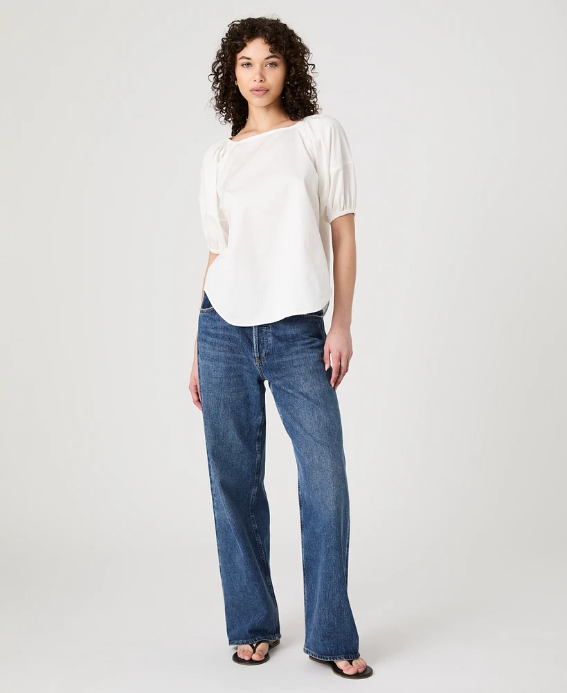 French Connection Women's Alexis Cotton Puff-Sleeve Top