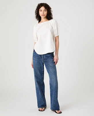 French Connection Women's Alexis Cotton Puff-Sleeve Top
