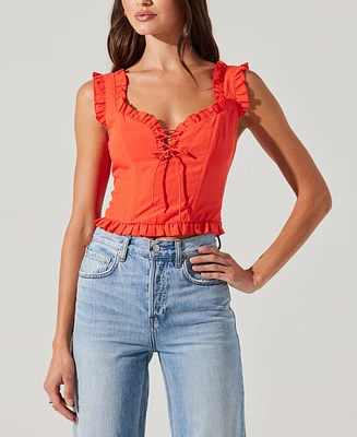 Astr the Label Women's Raelyn Ruffled Sweetheart Top
