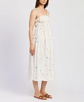 En Saison Women's Nellie Cotton Shirred Midi Dress