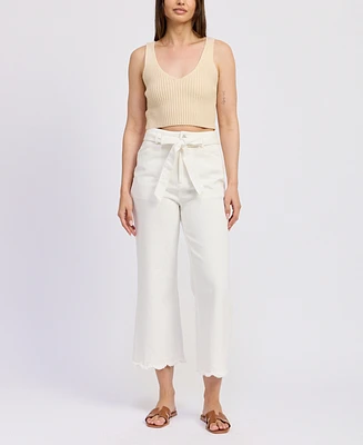 En Saison Women's Courtney Scallop-Hem Pants