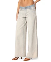 Edikted Women's Rhiannon Washed Wide Leg Jeans