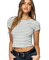 Edikted Women's Lihi Striped Boat Neck Top