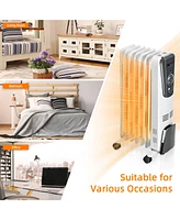 Gymax 1500W Oil Filled Radiator Heater Portable Space Heater w/ 3 Heat Settings