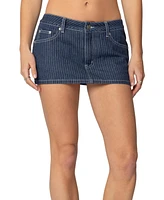 Edikted Women's Neria Pinstripe Denim Micro Skort