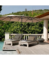 Gymax 15' Twin Patio Umbrella Double-Sided Outdoor Market Umbrella with Crank