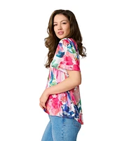 Cable & Gauge Women's Flutter Sleeve Pleated Top