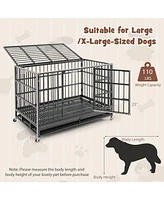 Foldable Metal Dog Cage with Lockable Casters and Tray – Heavy-Duty Pet Crate for Home or Travel