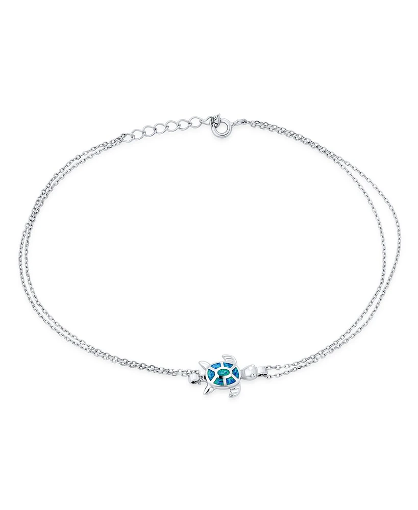 Bling Jewelry Hawaii Nautical Charm Sea Blue Opal Turtle Anklet Ankle Bracelet Sterling Silver