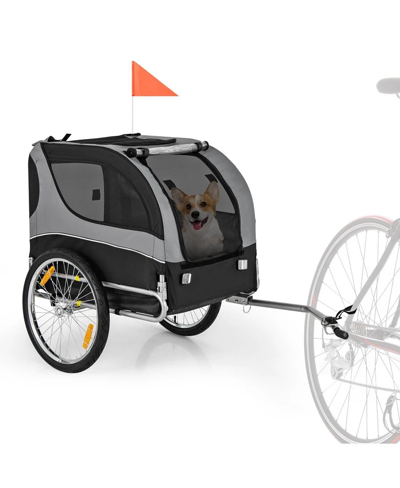Foldable Dog Bike Trailer with 3 Entrances – Durable Pet Cart for Traveling and Cycling