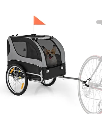 Foldable Dog Bike Trailer with 3 Entrances – Durable Pet Cart for Traveling and Cycling