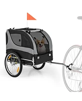 Foldable Dog Bike Trailer with 3 Entrances – Durable Pet Cart for Traveling and Cycling