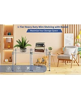Heavy Duty Shelving Unit, Wire Metal Stackable Storage, 1-Tier Shelf, with Basket