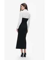Nocturne Women's Shirt Detail Midi Dress