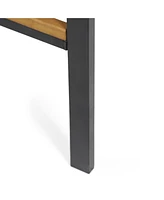 Modern Industrial Acacia Wood Barstool Set of 2, Teak and Black