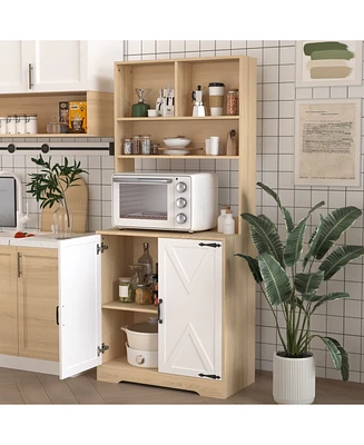Freestanding Pantry Cabinet with 2 Doors and 3 Shelves