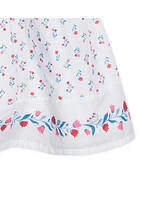Hope & Henry Little Girls Organic Sleeveless Bow Strap Border Hem Sundress