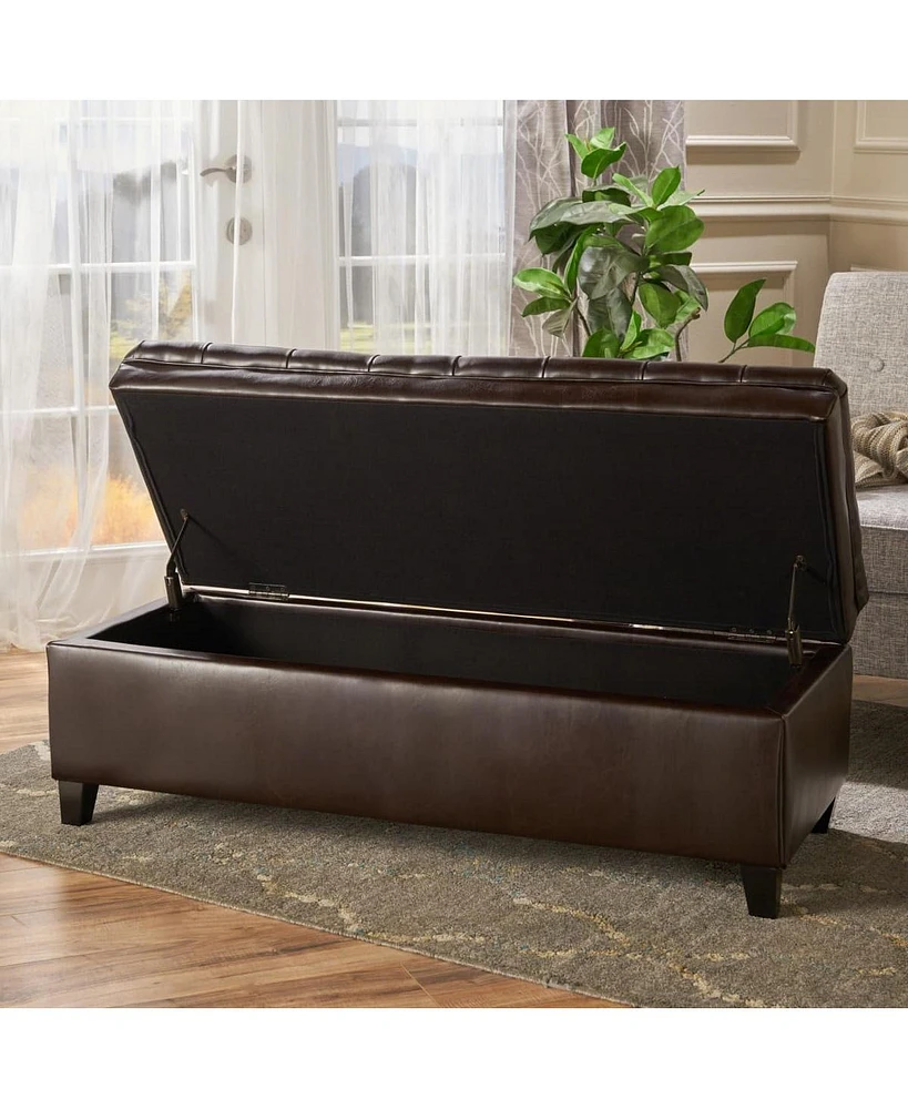 Pu Leather Storage Bench Classic Tufted Ottoman Multifunctional Bedroom and Living Room Bench-The Pop Home