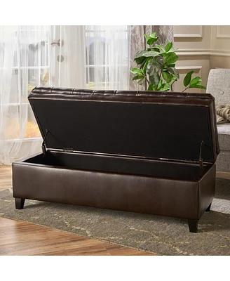 Pu Leather Storage Bench Classic Tufted Ottoman Multifunctional Bedroom and Living Room Bench-The Pop Home