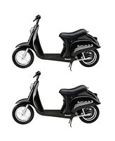 Razor Pocket Mod Miniature Euro 24V 250W Electric Retro Outdoor Scooter Ride with 12-Inch Tires and Rechargeable Battery, Black (2 Pack)