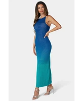 Bebe Women's Ombre Crochet Slip Maxi Dress