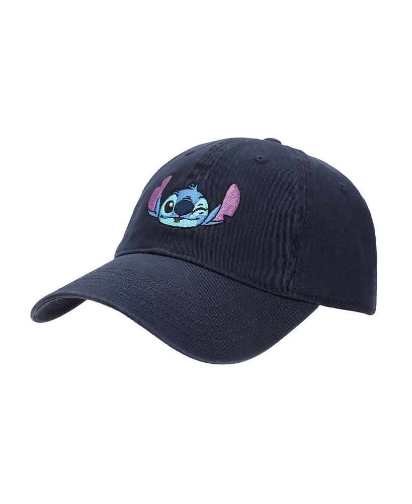 Disney Men's Embroidered Stitch Adult Unisex Navy Unstructured Baseball Hat