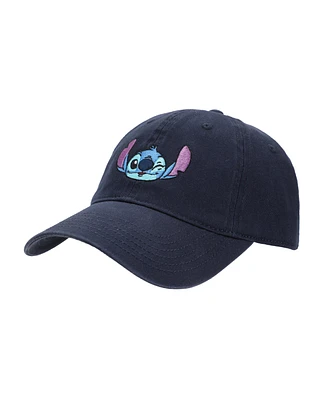 Disney Men's Embroidered Stitch Adult Unisex Navy Unstructured Baseball Hat