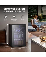 Antarctic Star 4.5 Cu.ft Beverage Cooler with Glass Door, Holds 145 Cans, Digital Temperature Control for Soda, Beer, or Wine, Compact Drink Fridge fo