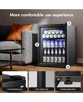 Antarctic Star 1.7 Cu.ft Beverage Cooler with Glass Door, Holds 68 Cans, Digital Temperature Control for Soda, Beer, or Wine, Compact Drink Fridge for