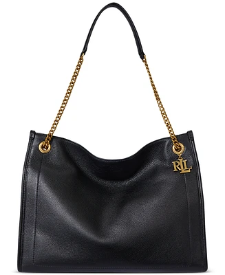 Lauren Ralph Pebbled Leather Large Bradley Tote Bag