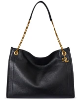 Lauren Ralph Pebbled Leather Large Bradley Tote Bag