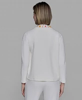 Karl Lagerfeld Paris Women's Embellished-Neck Jacket
