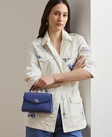 Lauren Ralph Crocodile-Embossed Leather Small Farrah Satchel