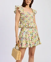 En Saison Women's Cairo Cotton Smocked Floral Top