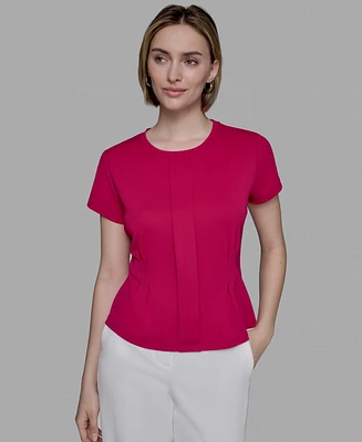 Karl Lagerfeld Paris Women's Pleated Short-Sleeve Blouse