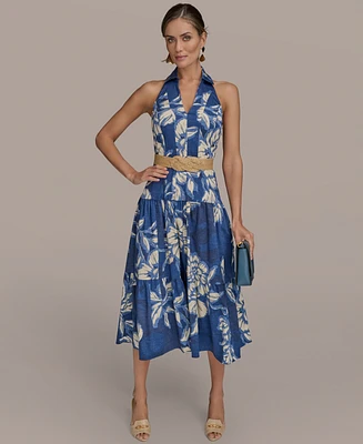 Donna Karan New York Women's Halter Belted Midi Dress