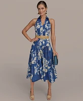 Donna Karan New York Women's Halter Belted Midi Dress