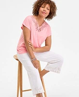 Style Co Womens Lace Trim T Shirt Bracelets Cropped Pants Sandals Exclusively At Macys