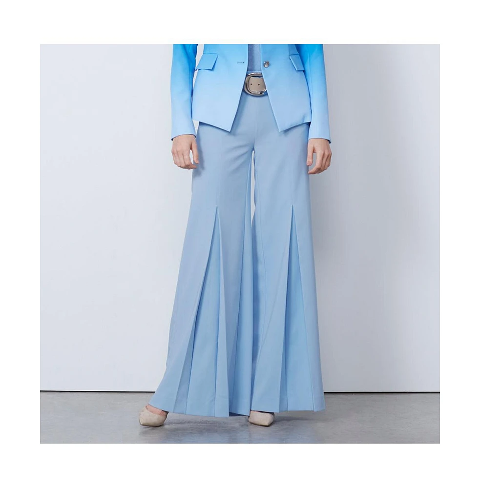 Carlisle Women's Blue Stretch Pleat-Front Pants Bazaar
