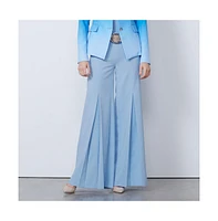 Carlisle Women's Blue Stretch Pleat-Front Pants Bazaar