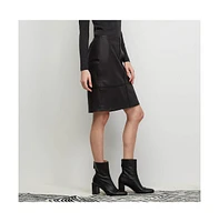 Carlisle Women's Black Whipstitched Leather Skirt Cultivated