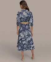 Donna Karan New York Women's Belted Midi Shirt Dress