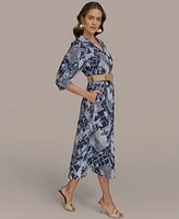 Donna Karan New York Women's Belted Midi Shirt Dress