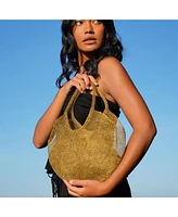 Sol Mesh Wire Tote Bag in Dark Gold