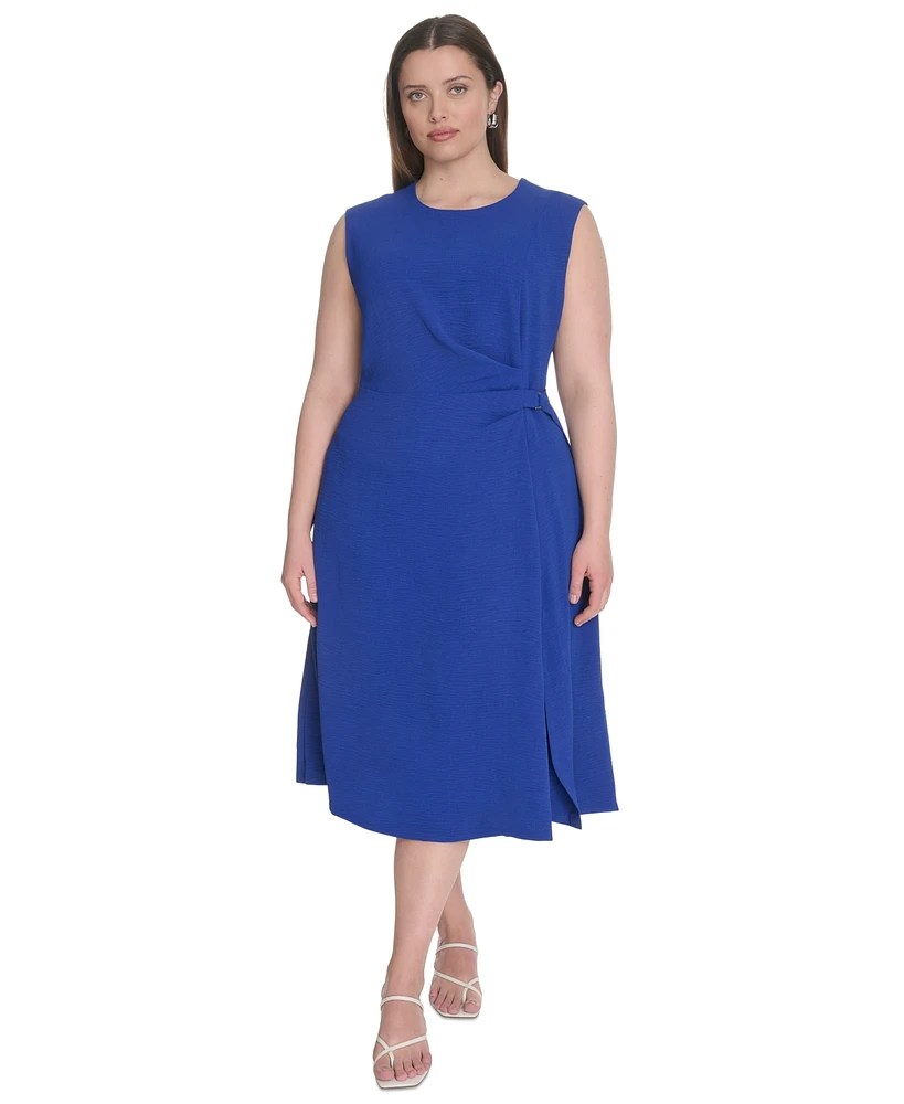 Calvin Klein Plus Side-Cinched Sleeveless Midi Dress